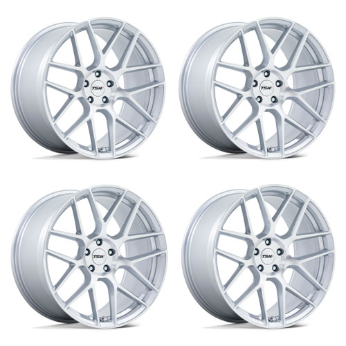 Set 4 20" TSW TW002 Lasarthe Gloss Silver Machined 20x9 Wheels 5x112 27mm Rims