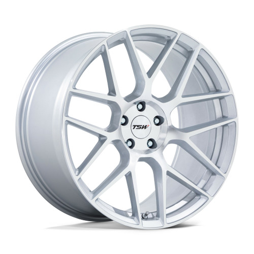 Set 4 22" TSW TW002 Lasarthe Gloss Silver Machined 22x9 Wheels 5x120 27mm Rims