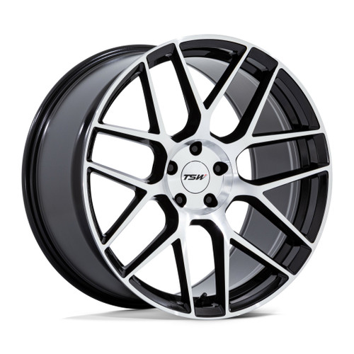 18" TSW TW002 Lasarthe Gloss Black Machined 18x9.5 5x4.5 40mm Flow Formed Wheel