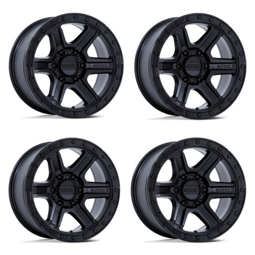 Set 4 18" KMC KM551 Outrun Matte Black Gloss Black Lip 18x9 Wheels 6x135 18mm