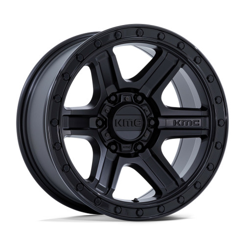 17" KMC KM551 Outrun Matte Black Gloss Black Lip 17x8.5 6x135 -10mm Lifted Wheel