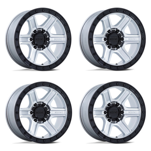 Set 4 17" KMC KM551 Outrun Machined Gloss Black Lip 17x8.5 Wheels 6x5.5 -10mm