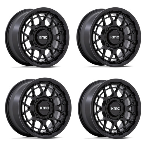 Set 4 15" KMC Powersports KS139 Technic UTV Matte Black 15x7 Wheels 4x156 38mm