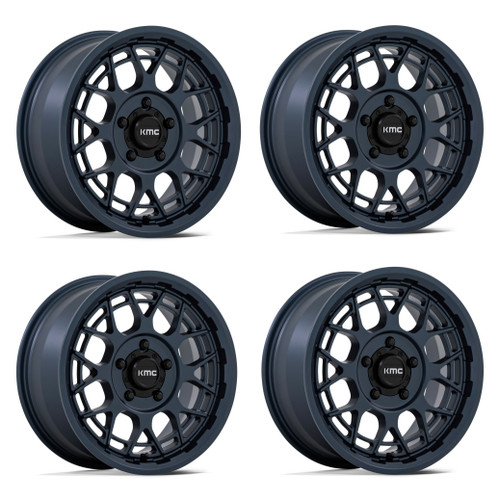 Set 4 15" KMC Powersports KS139 Technic UTV Metallic Blue 15x7 Wheels 4x137 38mm