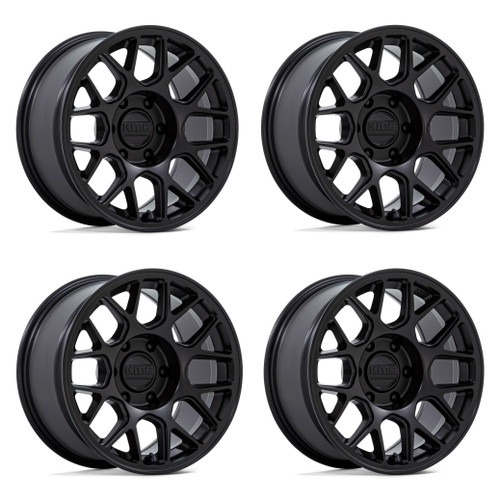 Set 4 17" KMC KM730 Hatchet Matte Black 17x8.5 Wheels 5x5 25mm Truck Rims