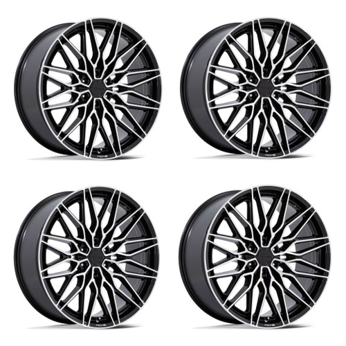 Set 4 22" Niche NC278 Calabria 6 Gloss Black Machined 22x9.5 Wheels 6x5.5 19mm