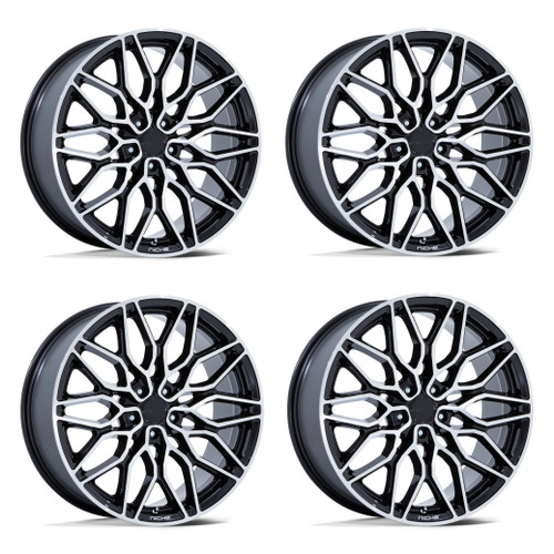 Set 4 20" Niche 1PC NC277 Calabria 5 Gloss Black Machined 20x9 Wheels 5x112 20mm