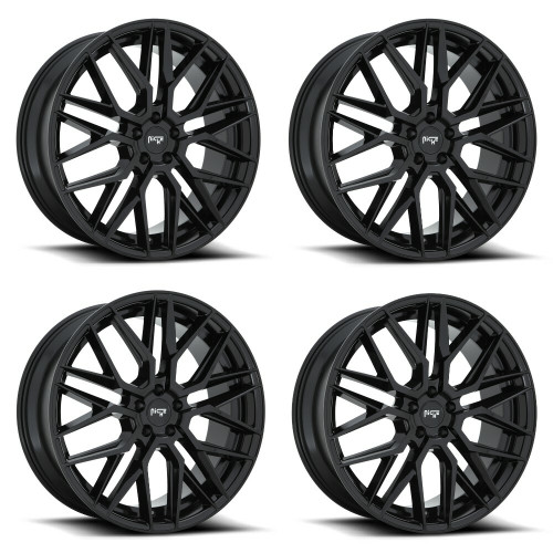Set 4 22" Niche 1PC M224 Gamma Gloss Black 22x9.5 Wheels 6x5.5 25mm Rims