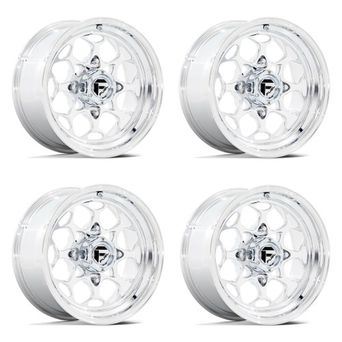 Set 4 15" Fuel UTV FV400 Scepter UTV Polished 15x7 Wheels 4x137 10mm Rims