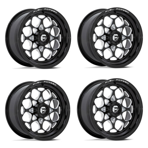 Set 4 15" Fuel UTV FV400 Scepter UTV Gloss Black Milled 15x7 Wheels 4x137 10mm