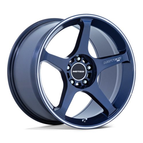 18" Motegi MR159 Battle V Obsidian Blue Machined Lip Stripe 18x9.5 5x4.5 38mm