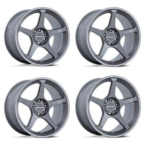 Set 4 18" Motegi MR159 Battle V Gunzilla Machined Lip Stripe 18x9.5 5x4.5 25mm