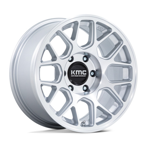 Set 4 17" KMC KM730 Hatchet Gloss Silver Machined Face 17x8.5 Wheels 6x5.5 25mm