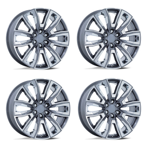 Set 4 24" Performance Replicas PR225 Gunmetal Machined Chrome 24x10 6x5.5 31mm