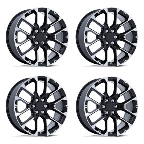 Set 4 22" Performance Replicas PR224 Black Machined Face 22x9 Wheels 6x5.5 28mm