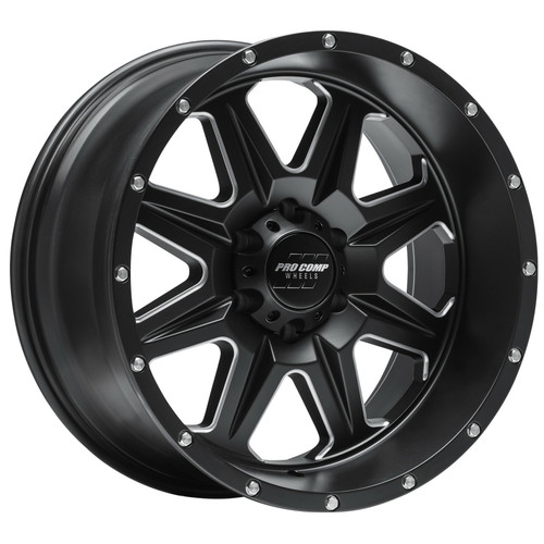 Set 4 17" Pro Comp PA63 Recon Satin Black Milled 17x9 Wheels 6x5.5 -6mm Rims