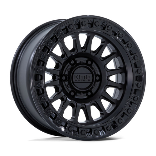 17" KMC Km552 IMS Matte Black Gloss Black Lip 17x8.5 6x135 -10mm Lifted Wheel
