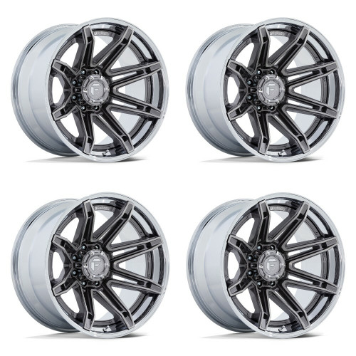 Set 4 Fuel FC403 Burn 20x10 5x5 Platinum Chrome Lip Wheels 20" -18mm For Jeep