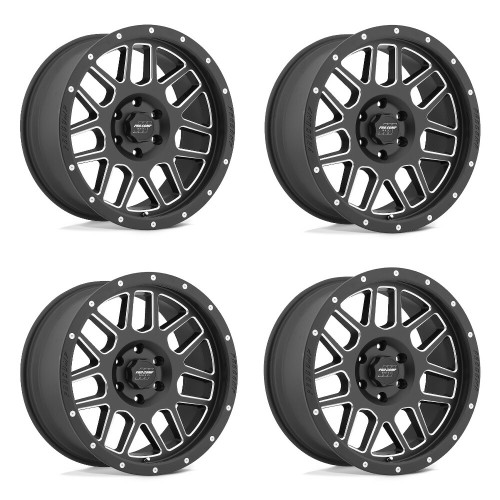 Set 4 20" Pro Comp PA40 Vertigo Satin Black Milled 20x9 Wheels 6x5.5 -12mm Rims