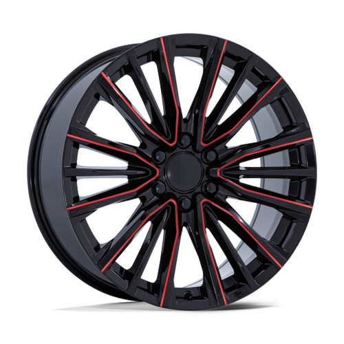 24" Performance Replicas PR223 Gloss Black Milled Red 24x10 Wheel 6x5.5 28mm Rim