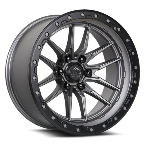 Set 4 22" Lock Offroad Krawler Matte Grey Matte Black Ring 22x10 8x170 -18mm