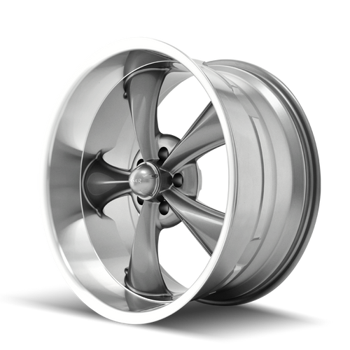 17" Ridler 695 17x7 Grey W Machined Lip 5x4.5 Wheel 0mm Rim For Ford Jeep Truck