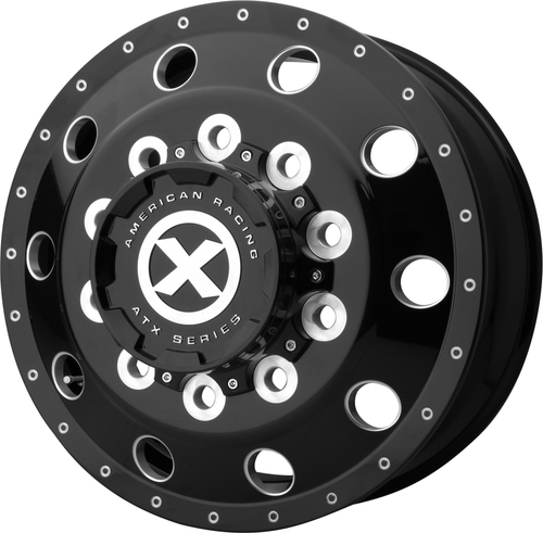 ATX AO405 Trex 22.5x12.25 10x11.25 Gloss Black Milled - Front Wheel 22.5" 119mm