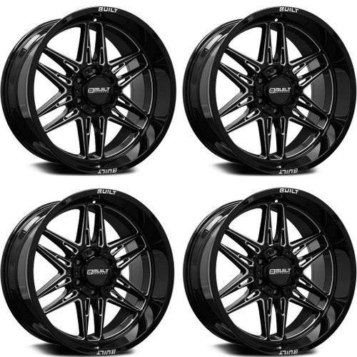 Set 4 22" Axe Wheels BTO-5 Gloss Black Milled 22x12 Wheels 6x135 6x5.5 -44mm Rim
