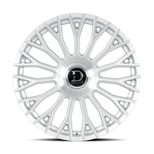 22" Dolce Roma 22x10.5 5x112 5x120 35mm Glossy Sliver Brush Face Floating Cap