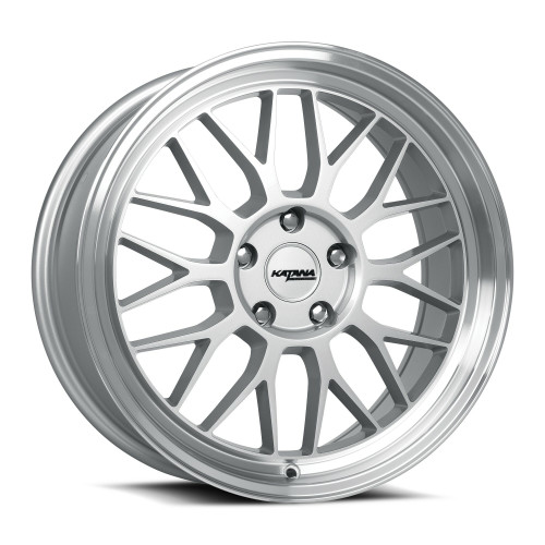 18" Katana Wheels KR06 18x8 5x4.5 40mm Wheel Glossy Silver Machine Lip Rim