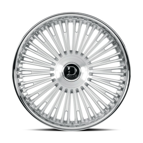 24" Dolce Razzo 24x10 6x135 6x5.5 35mm Sliver Brush Face Wheel Floating Cap Rim