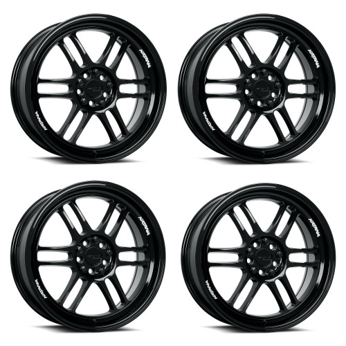 Set 4 18" Katana Wheels KR02 Glossy Black 18x8 Wheel 5x100 5x4.5 40mm Rims