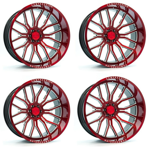Set 4 24" Axe Wheels AX6.2 Candy Red 24x12 Wheels 8x170 -44mm For Ford Rims