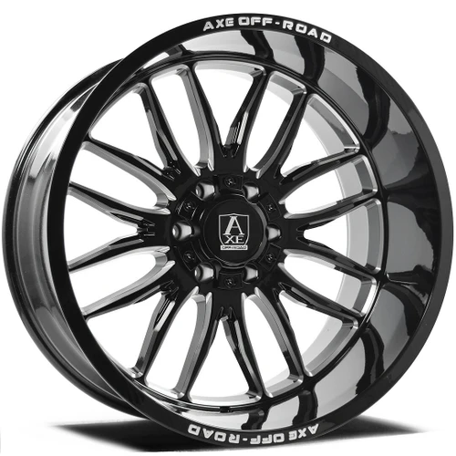 Set 4 22" Axe Wheels Hades Gloss Black Milled 22x12 Wheels 5x5 5x5.5 -44mm Rims
