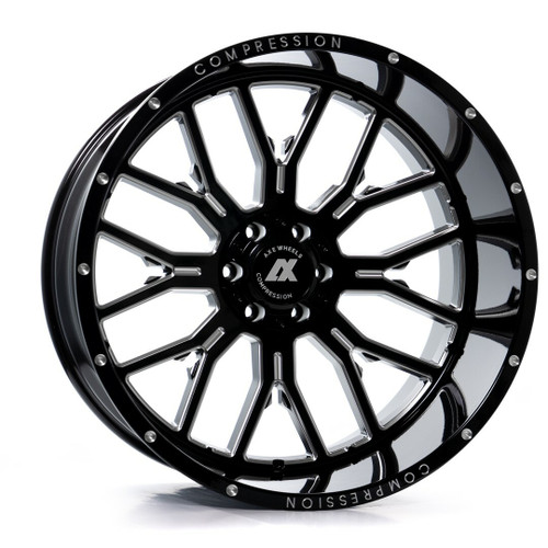 26" Axe Wheels AX6.0 Gloss Black Milled 26x14 Wheel 8x170 -76mm Lifted For Ford