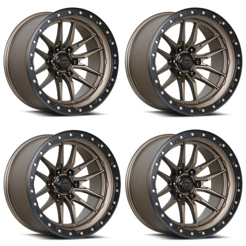 Set 4 18" Lock Offroad Krawler Bronze Matte Black Ring 18x9 Wheels 6x5.5 -12mm