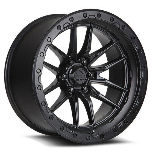 18" Lock Offroad Krawler Matte Black Matte Black Ring 18x9 Wheel 6x5.5 -12mm Rim