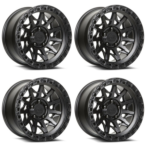 Set of 4 Lock Offroad Lunatic 18x9 6x5.5 1mm Black Matte Black Ring Offroad Rims