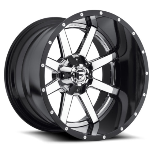 Fuel 2PC D260 Maverick 24x12 8x6.5 Chrome Plated Gloss Black Lip Wheel 24" -44mm