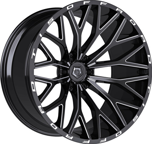 26" TIS 566BM Gloss Black Milled 26x12 Wheel 6x135 -44mm For Ford Lincoln Rim