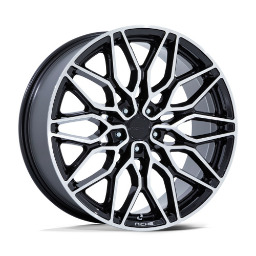 22" Niche 1PC NC277 Calabria 5 Gloss Black Machined 22x9 Wheel 5x112 27mm Rim