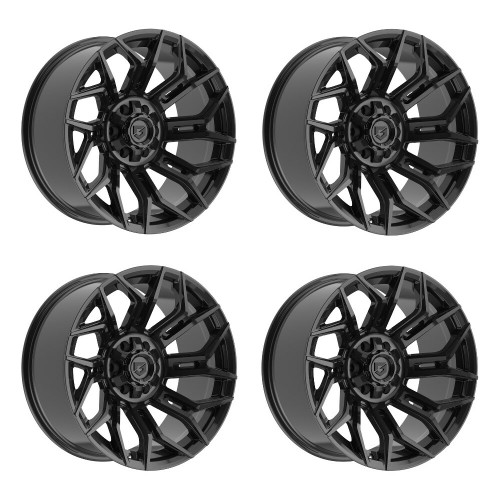 Set 4 20" Gear Off Road 776B Flair 20x9 6x135 6x5.5 0mm Wheels Gloss Black Rims