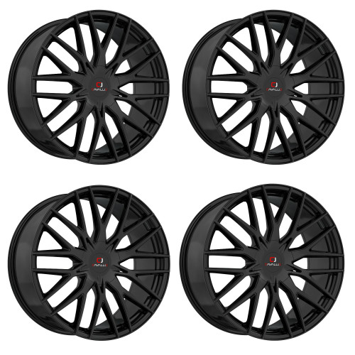 Set 4 24" Cavallo CLV-45 Gloss Black Wheels 24x9 5x115 5x120 18mm Rims