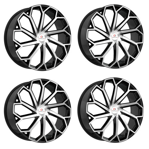 Set 4 18" Cavallo CLV-51 Gloss Black & Machined Wheels 18x8 5x100 5x4.5 35mm Rim