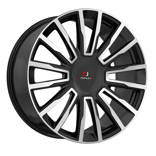 Set 4 22" Cavallo CLV-47 Gloss Black & Machined Wheels 22x9.5 5x115 5x120 15mm
