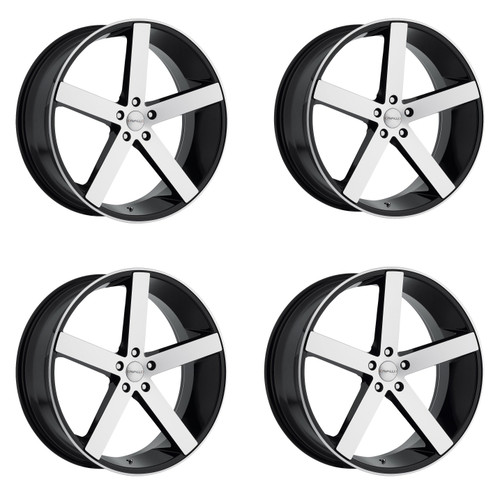 Set 4 22" Cavallo CLV-5 Gloss Black & Machined Wheels 22x9 5x120 18mm Rims