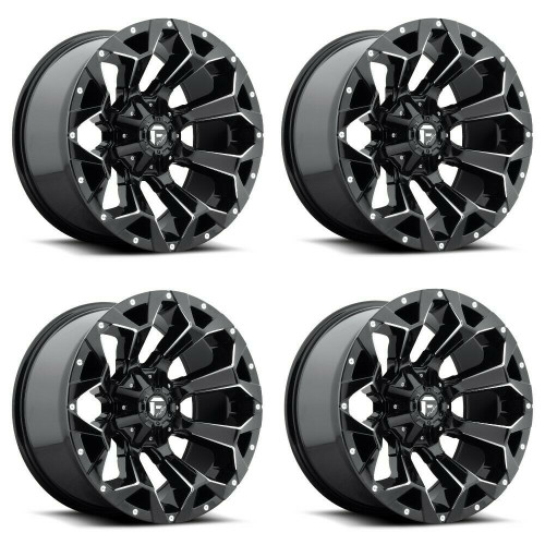 Set 4 22" Fuel D576 Assault 22x10 6x135 6x5.5 Black Milled -18mm Lifted Wheels