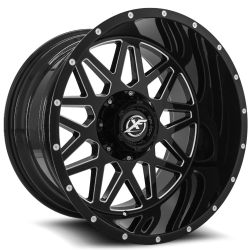 20" XF Off-Road XF-211 Gloss Black & Milled Wheel 20x9 6x135 6x5.5 0mm Rim