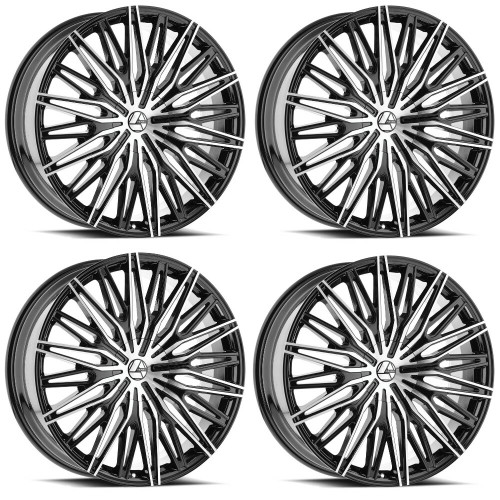Set 4 22" Azara AZA-522 Gloss Black & Machined Wheels 22x9.5 5x115 5x120 15mm