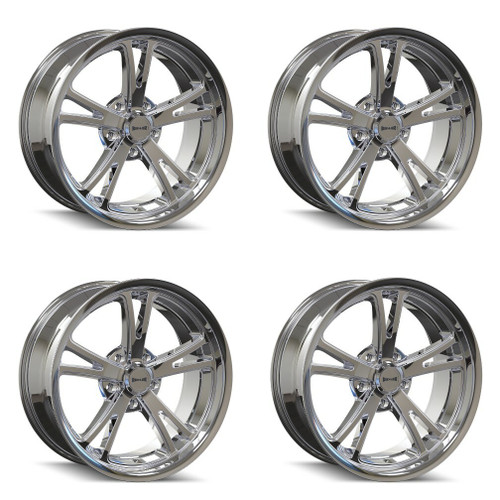 Set 4 20" Ridler 606 20x10 Chrome 5x4.75 Wheels 0mm Rims